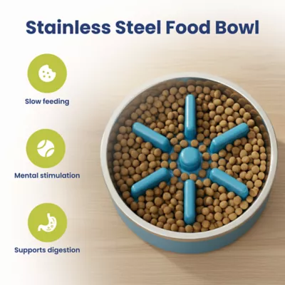 PawsPik Dog Stainless Steel Double Wall Slow-Feed Puzzle Bowl - Image 2