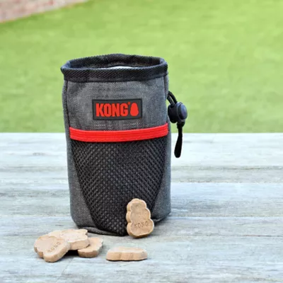 Kong® Train & Treat Bag W/ Food-Safe Lining, Drawstring Closure & Carabiner Clip- Grey - Image 3