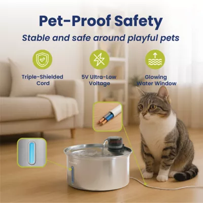PawsPik Dog & Cat PureFlow MAX Stainless Steel Curve Water Fountain, 3.2 L - Image 4
