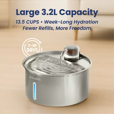 PawsPik Dog & Cat PureFlow MAX Stainless Steel Curve Water Fountain, 3.2 L - Image 8