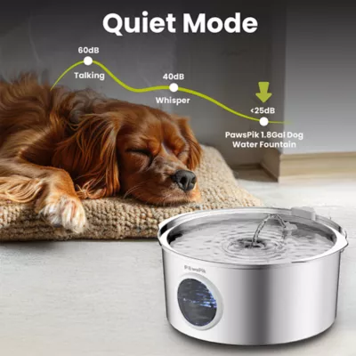 PawsPik Dog & Cat Ultra-Quiet Stainless Steel Water Fountain, 1.8-gal - Image 7