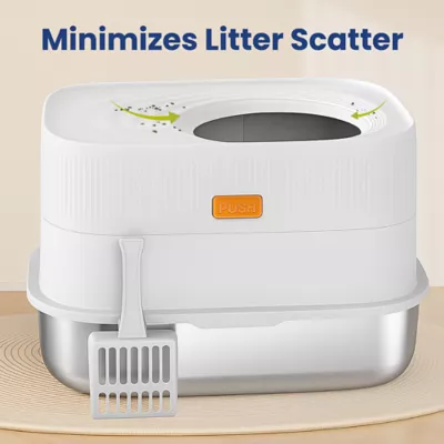 PawsPik Cat Stainless Steel Top Entry Litter Box & Scooper - Gray, X-Large - Image 5