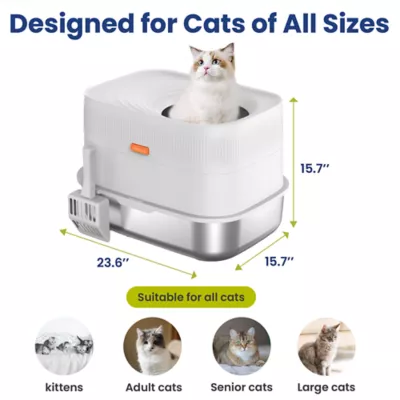 PawsPik Cat Stainless Steel Top Entry Litter Box & Scooper - Gray, X-Large - Image 9