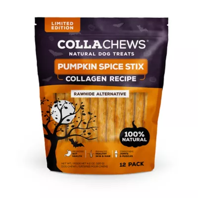 CollaChews Pumpkin Spice Stix, Collagen Recipe Dog Treats - 12 Pack 4.2 oz - Image 1