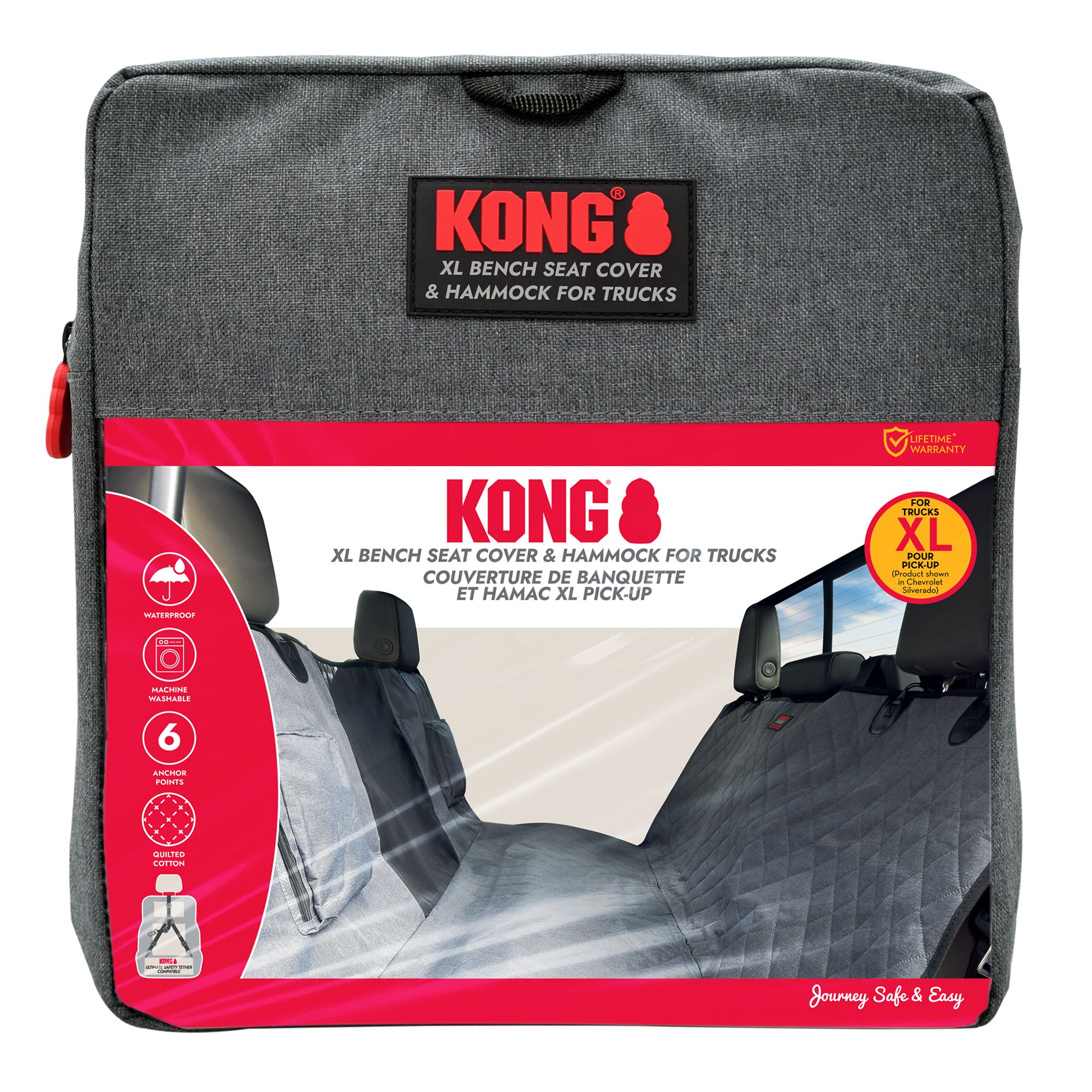 Kong® Bench Seat Cover & Hammock W/ Waterproof & Machine Washable Material, 6 Anchor Pts, XL