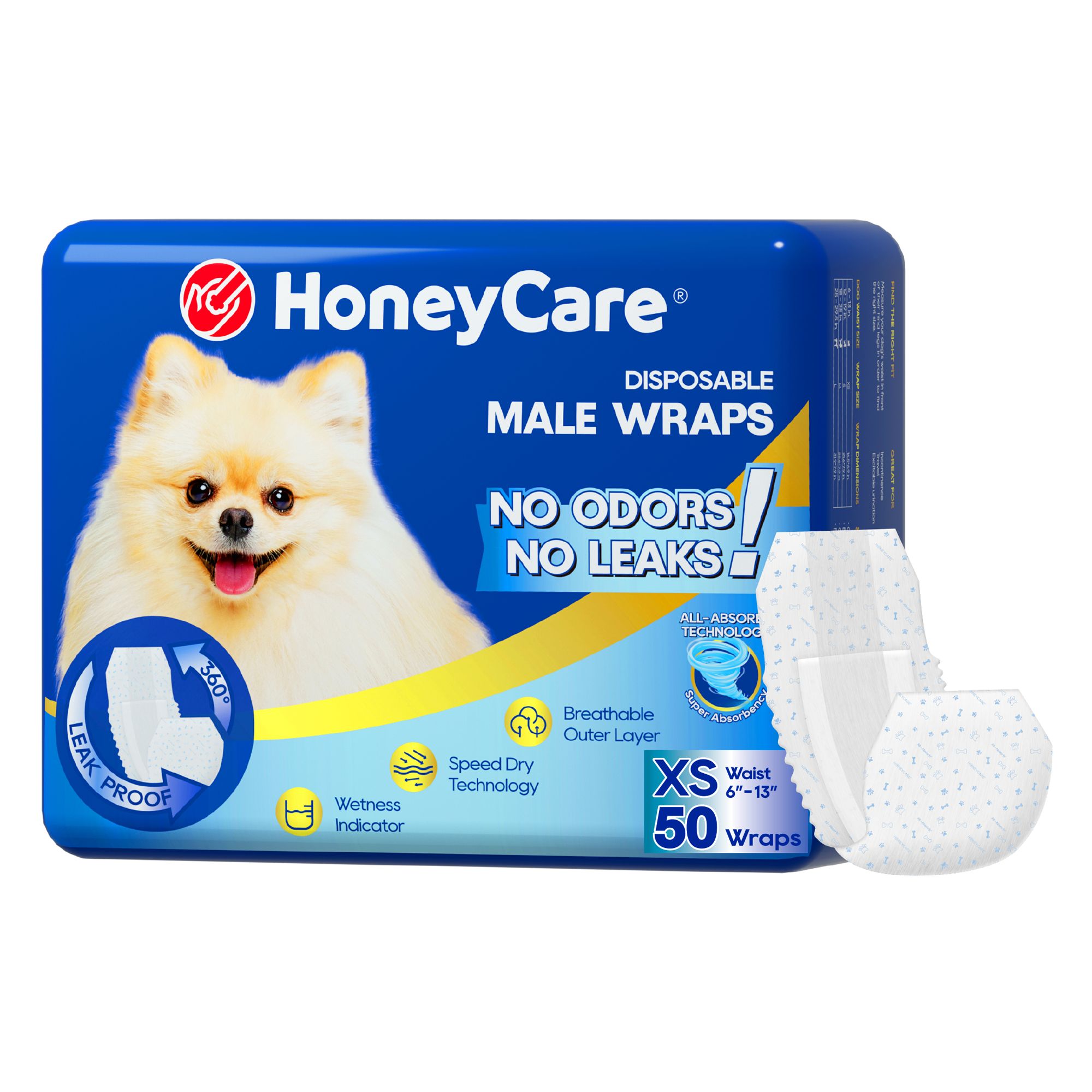 Honey Care All Absorb Disposable Male Dog Wrap W/ Speed Dry