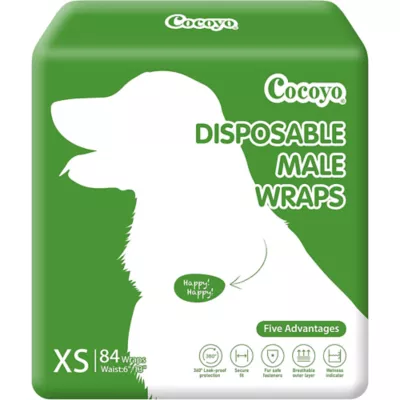 Cocoyo Disposable Male Dog Wraps W/ Leak-Proof Protection & Wellness Indicator- 84 Ct - Image 1