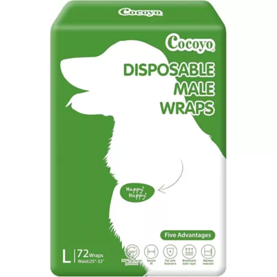 Cocoyo Disposable Male Dog Wraps W/ Leak-Proof Protection & Wellness Indicator- 72 Ct - Image 1