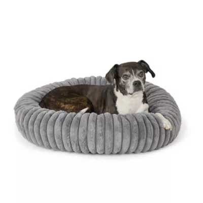 Top Paw® Donut Shape Dog Bed, Multiple Colors, Grey/Brown - Image 1