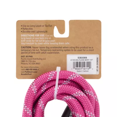 Arcadia Trail® Reflective Multi-Use Rope Leash Berry 15 Foot Extended Length - Image 7
