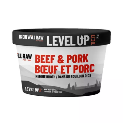 Iron Will Raw Level Up Cup Frozen Beef & Pork in Bone Broth for Dog & Cat - Image 1