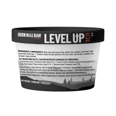 Iron Will Raw Level Up Cup Frozen Beef & Pork in Bone Broth for Dog & Cat - Image 2