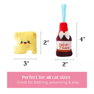 HugSmart® Catnip Wine Cheese Plush Cat Toys, 2 Pack - Image 2