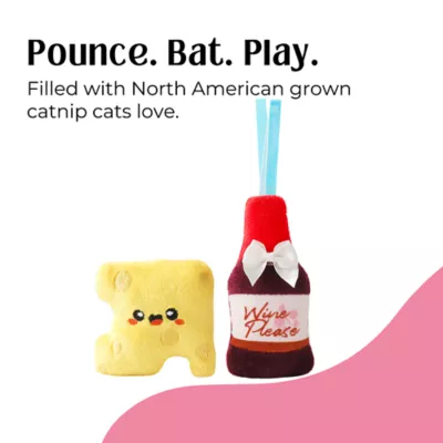 HugSmart® Catnip Wine Cheese Plush Cat Toys, 2 Pack - Image 3