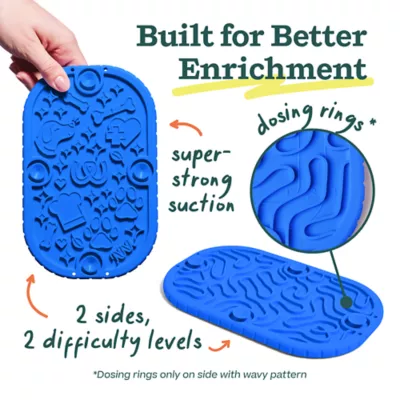 WOOF Dog FlipMat Mini Lick Mat & Slow Feeder, Suction Cup Enrichment Mat, Navy Blue - Image 3