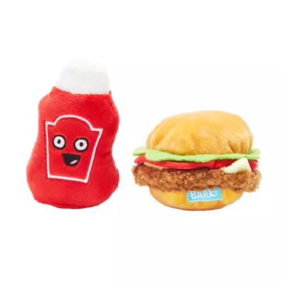 BARK Cookout Burger & Ketchup Dog Toys - Image 1
