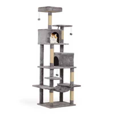 Whisker City® 74-inch Tall Plush Playground Cat Scratch Tower - Image 1
