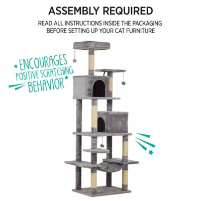 Whisker City® 74-inch Tall Plush Playground Cat Scratch Tower - Image 4