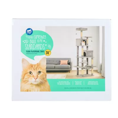 Whisker City® 74-inch Tall Plush Playground Cat Scratch Tower - Image 6