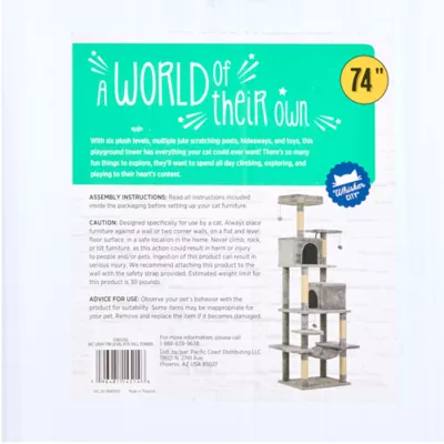 Whisker City® 74-inch Tall Plush Playground Cat Scratch Tower - Image 7