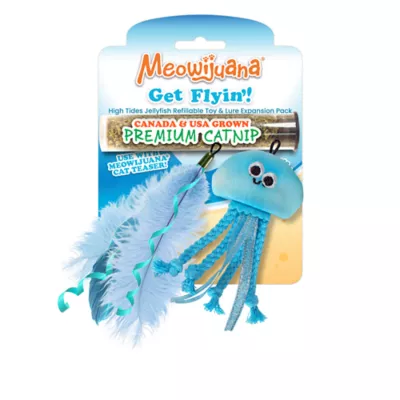 Meowijuana Get Flyin Jelly Exp 2 Pack Refillable Catnip Toy with Wand Promotes Play and Cat Health - Image 1