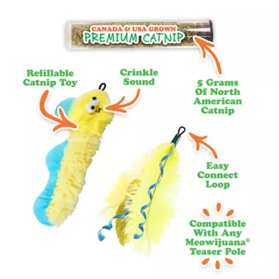 Meowijuana Get Flyin Eel Exp 2 Pack Refillable Catnip Toy with Wand Promotes Play and Cat Health - Image 3