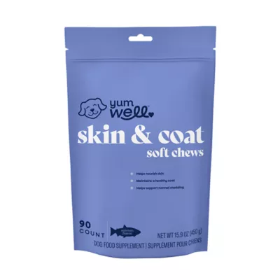 YumWell Skin & Coat Dog Soft Chew, Help Nourish Skin, Salmon Flavor, 90 ct - Image 1