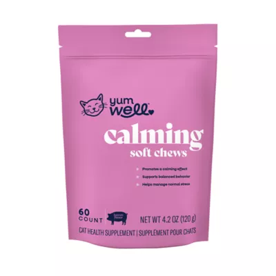 YumWell Cat Calming Chew Supplement, Stress & Anxiety Relief, Bacon Flavor Soft Chews, 60 Count - Image 1