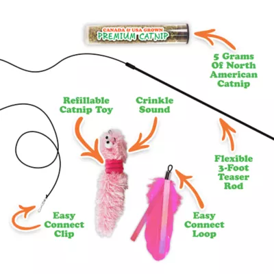 Meowijuana Get Flyin Wiggly Wonder Worm Refillable Catnip Toy Teaser Promotes Play and Cat Health - Image 3