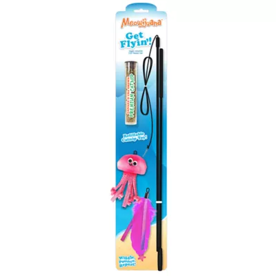 Meowijuana Get Flyin Jiggly Jellyfish Refillable Catnip Toy Teaser Promotes Play and Cat Health - Image 1