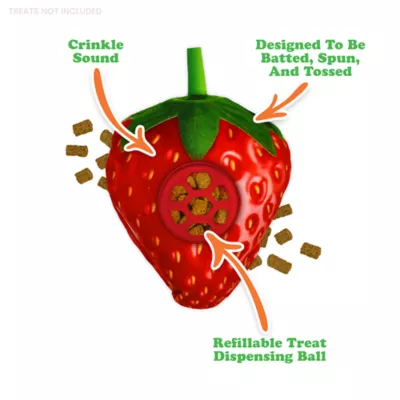 Meowijuana Knock N' Nibble Strawberry Refillable Treat Dispensing Cat Toy Promotes Play & Health - Image 3