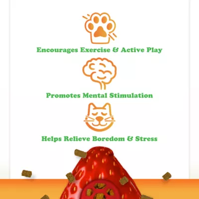 Meowijuana Knock N' Nibble Strawberry Refillable Treat Dispensing Cat Toy Promotes Play & Health - Image 4