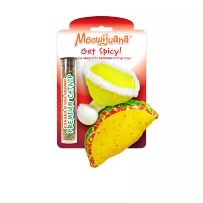 Meowijuana Refillable Cat Toys Get Spicy Taco & Margarita 2 Pack Promotes Play and Cat Health - Image 1