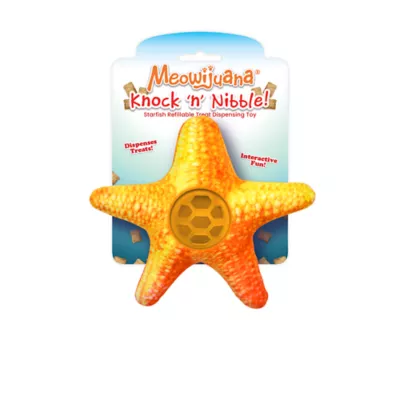 Meowijuana Knock N' Nibble Starfish Refillable Treat Dispensing Cat Toy Promotes Play & Health - Image 1