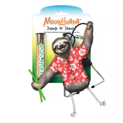 Meowijuana Jump 'n' Jamb Wild Sloth Door Hanging Refillable Cat Toy Promotes Play and Cat Health - Image 1