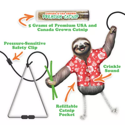 Meowijuana Jump 'n' Jamb Wild Sloth Door Hanging Refillable Cat Toy Promotes Play and Cat Health - Image 3