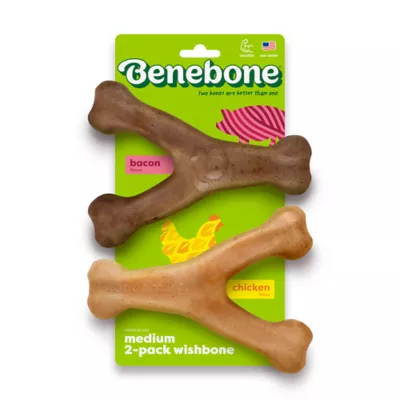 Benebone®Wishbone Durable Dog Chew Toy Bacon & Chicken - 2 Pack - Image 1