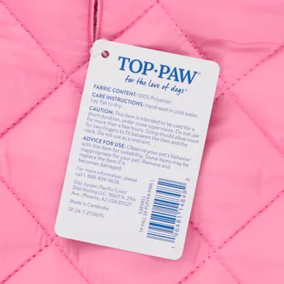 Top Paw® Dog Puffer Coat, Multiple Colors & Sizes, Pink/Grey/Green/Brown, XXS-XL - Image 5