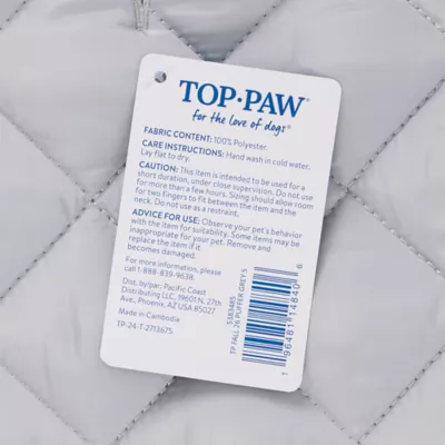 Top Paw® Dog Puffer Coat, Multiple Colors & Sizes, Pink/Grey/Green/Brown, XXS-XL - Image 5