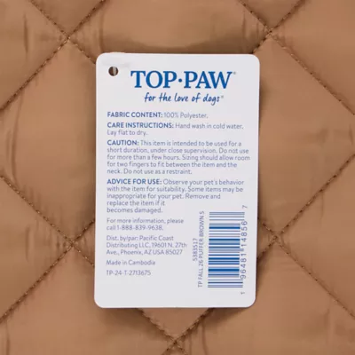 Top Paw® Dog Puffer Coat, Multiple Colors & Sizes, Pink/Grey/Green/Brown, XXS-XL - Image 5