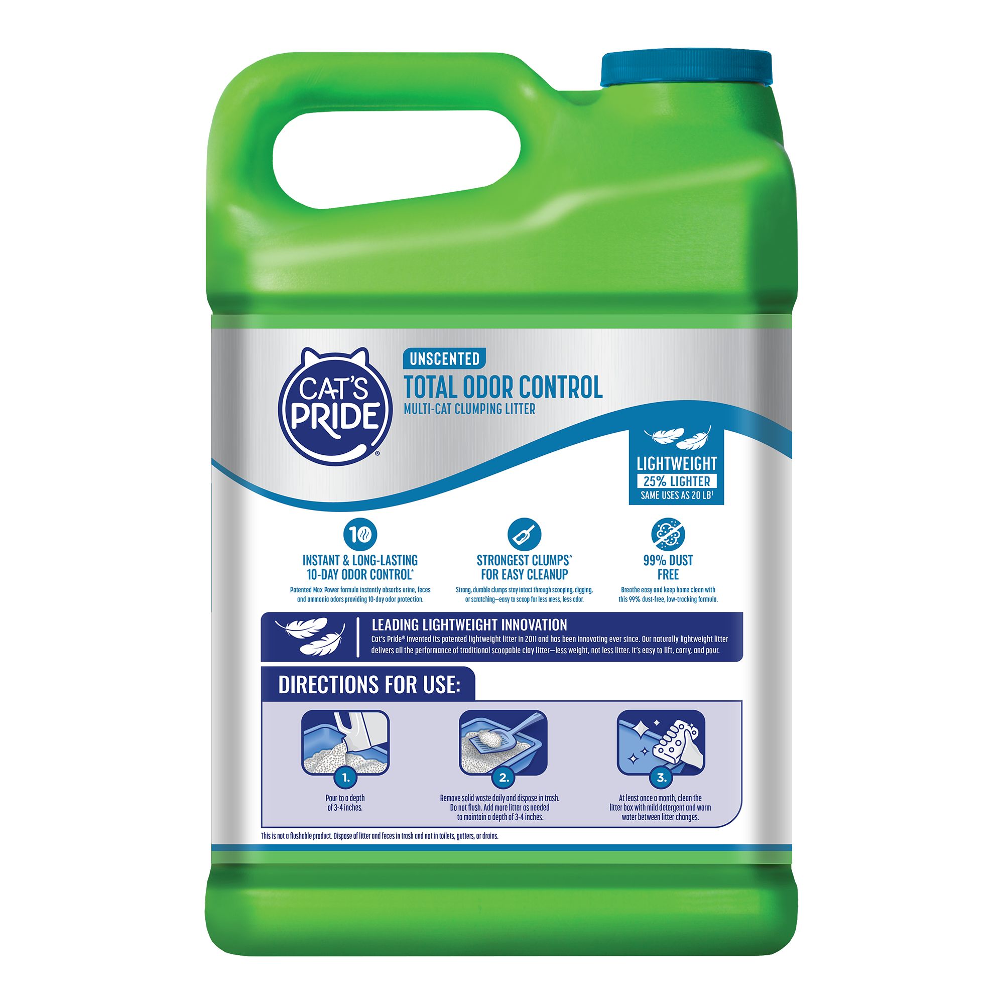 Cat's Pride Total Odor Control Multi-Cat Clay Cat Litter - Unscented, Lightweight, Clumping - thumbnail 2