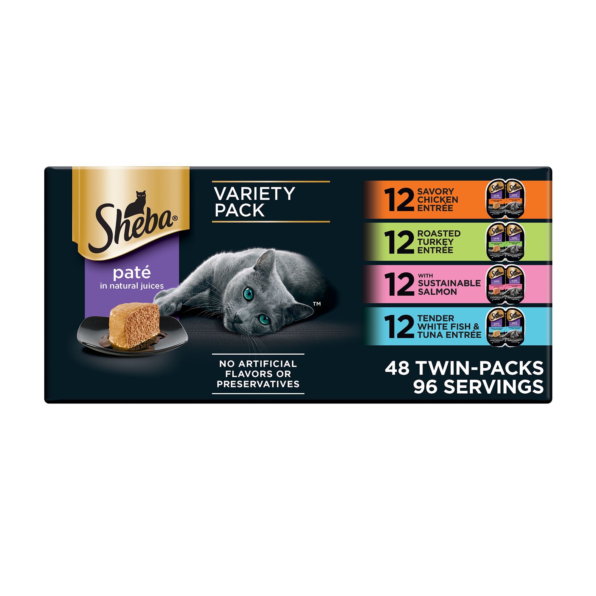 Sheba® Perfect Portions™ Pate in Natural Juices Adult Wet Cat Food - VP, 48 Count, 7.93lbs by Sheba