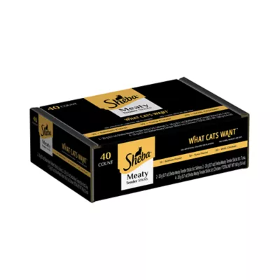 Sheba® Meaty Sticks Adult Cat Treats - Chicken, Tuna, and Salmon Variety Pack, 40 Count, 5.68 Oz - Image 1