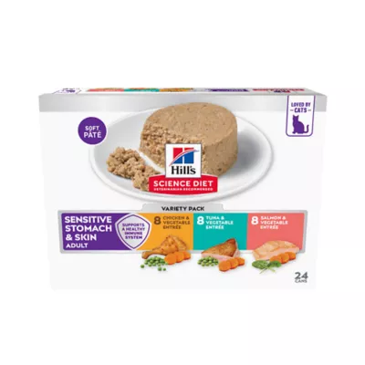 Hill's Science Diet Sensitive Skin & Stomach Adult Wet Cat Food - Variety Pack, 24 CT, 86.03 OZ - Image 1