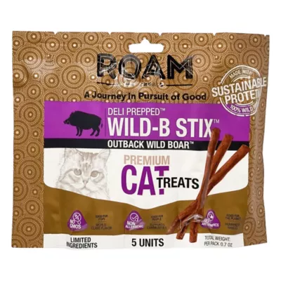 ROAM Wild-B Stix Sustainable Protein Premium Cat Treats - Outback Wild Boar, 5 ct, 0.7 oz - Image 1