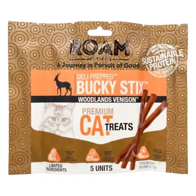 ROAM Bucky Stix Sustainable Protein Premium Cat Treats - Woodlands Venison, 5 ct, 0.7 oz - Image 1