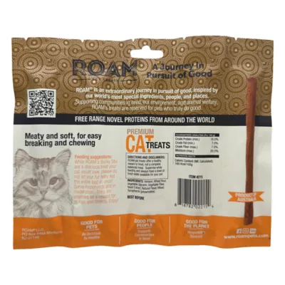 ROAM Bucky Stix Sustainable Protein Premium Cat Treats - Woodlands Venison, 5 ct, 0.7 oz - Image 2