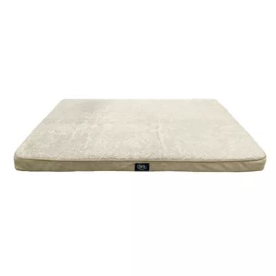 Serta Rectagular Memory Foam Crate Mat For Dogs, Relieves Joint Pain & Pressure, Washable, Tan - Image 1