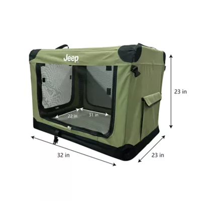 Jeep Collapsible Travel Pet Kennel W/ Carrying Handle, Multi-Pockets, Multi-Door & Anti-Slip Straps - Image 3