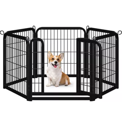 Yaheetech 6-Panel Dog Playpen - 24" Tall, Black - Image 1